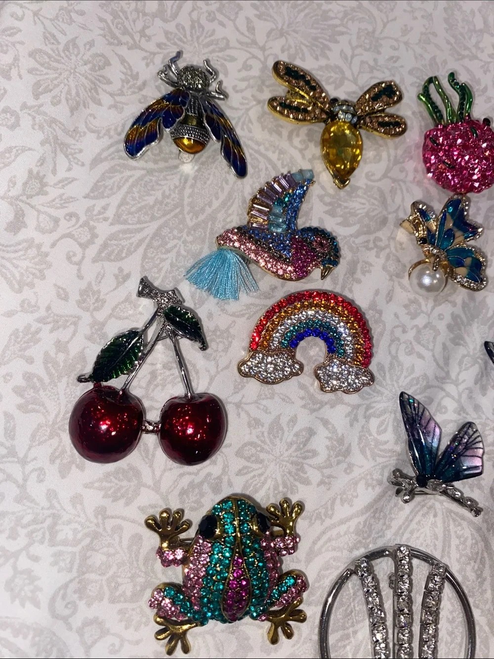 Assorted Pink, Blue and Multicolor Women's Jewelry Brooch Collection